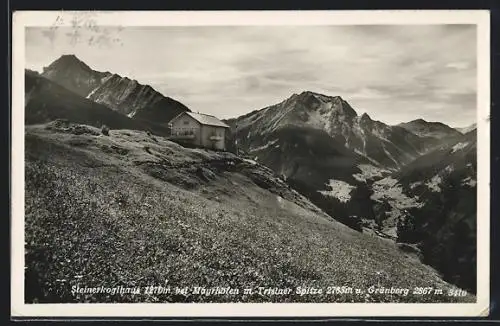 AK Steinerkoglhaus, Berghütte bei Mayrhofen mit Tristner Spitze, Grünberg