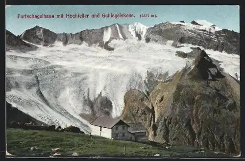 AK Furtschagelhaus, Berghütte mit Hochfeiler u. Schlegeiskees