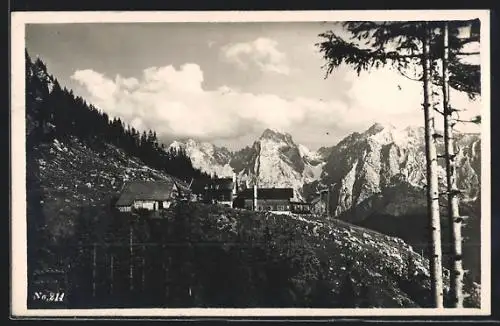 AK Vorderkaiserfelden-Hütte, Berghütte mit Umgebung