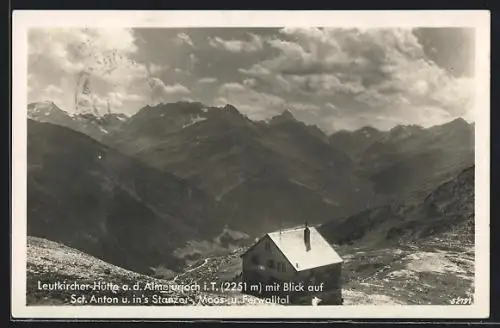 AK Leutkircher Hütte a. d. Almejurjoch, Blick auf St. Anton und ins Stanzertal