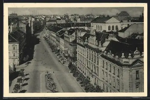 AK Plzen, Strassenpartie mit Hotel