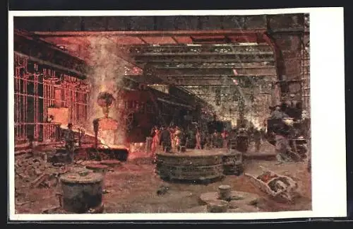 Künstler-AK Pilsen, Skodawerke Actengesellschaft, Innenansicht