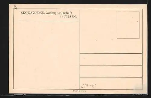 Künstler-AK Pilsen, Skodawerke Actengesellschaft, Innenansicht