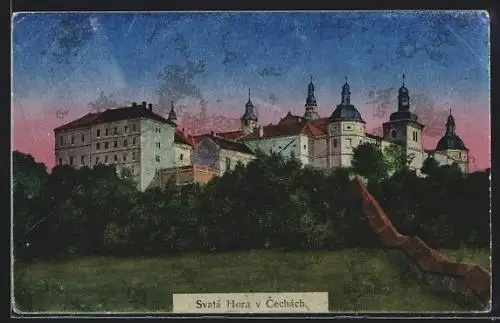 AK Svatá Hora v Cechách, Blick zum Schloss