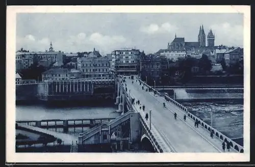 AK Kolin, Teilansicht mit Brücke