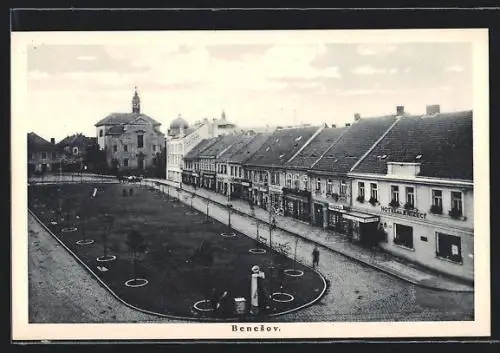 AK Beneschau / Benesov, Hotel na Knizect am Platz