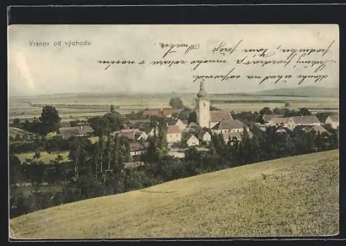 AK Vranov od východu, Panorama mit Kirche