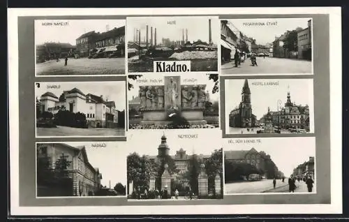 AK Kladno, Hute, Nadrazi, Nemocnice, Kostel s Radnice, Masarykova Ctvrt