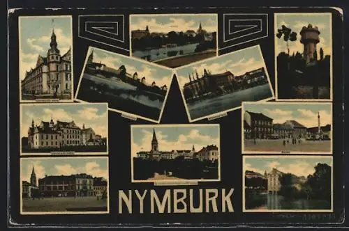 AK Nimburg / Nymburk, Mehrfachansichten, Namesti, Wasserturm