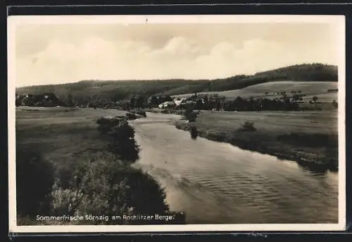 AK Sörnzig, Flusspartie und Rochlitzer Berge