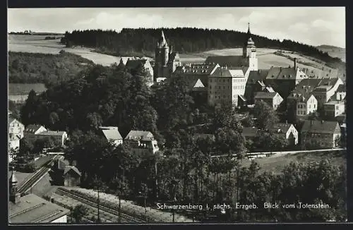 AK Schwarzenberg / Erzgeb., Blick vom Totenstein