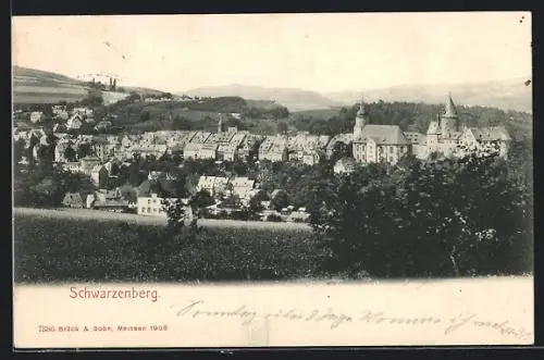 AK Schwarzenberg / Erzgeb., Ortsansicht aus der Vogelschau