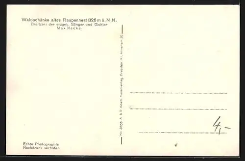 AK Altenberg / Erzg., Waldschänke Raupennest