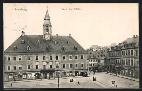 AK Annaberg / Erzgeb., Markt mit Rathaus