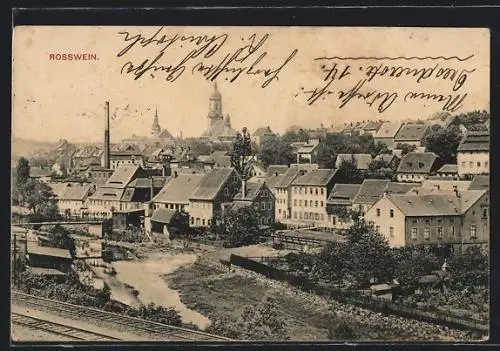 AK Rosswein i. Sa., Ortsansicht mit Kirche
