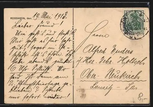 AK Rosswein i. Sa., Ortsansicht mit Kirche