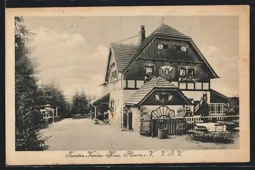 AK Plauen i. V., Touristen-Vereins-Haus auf dem Tenneraberg