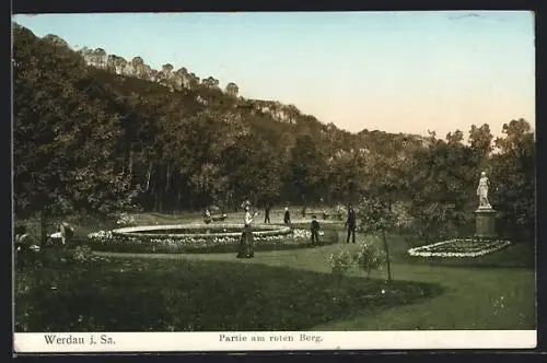 AK Werdau i. Sa., Parkanlage am roten Berg