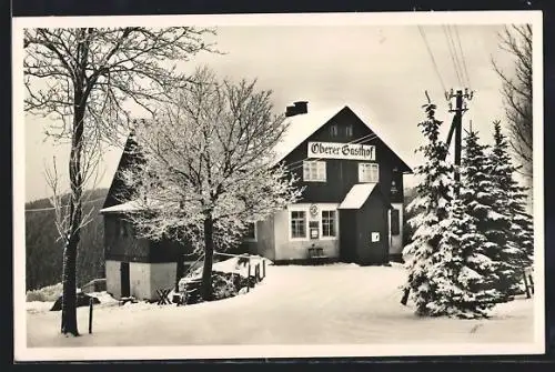 AK Schellerhau / Erzgeb., Oberer Gasthof im Winter