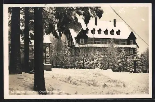AK Oberbärenburg, Berghotel im Schnee