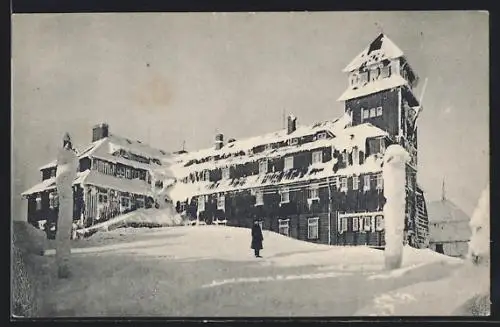 AK Oberwiesenthal / Erzgeb., Fichtelberg-Unterkunftshaus