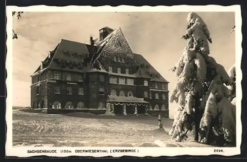 AK Oberwiesenthal / Erzgeb., Berghotel Sachsenbaude