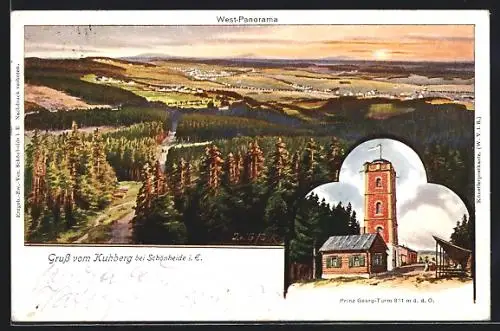 AK Stützengrün, West-Panorama, Prinz Georg-Turm, Kuhberg