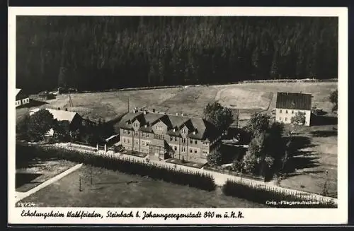 AK Steinbach b. Johanngeorgenstadt, Erholungsheim Waldfrieden, Fliegeraufnahme