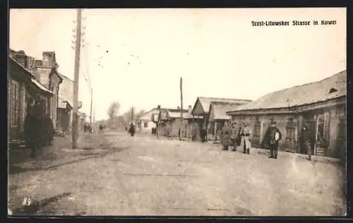 AK Kowel, Brest-Litowsker Strasse mit Soldaten