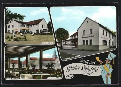 AK Kloster Steinfeld /Eifel, Hotel Zur Post Hermann Moesch, Blick von der Terrasse, Rückansicht