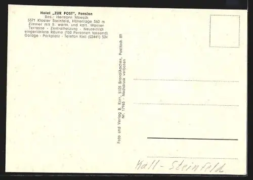 AK Kloster Steinfeld /Eifel, Hotel Zur Post Hermann Moesch, Blick von der Terrasse, Rückansicht
