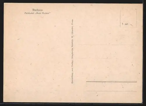 AK Bochum, Parkhotel Haus Rechen mit Strassenpartie