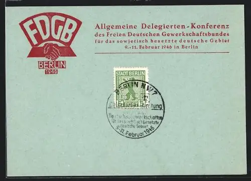 AK Berlin, Allgemeine Delegierten-Konferenz des Freien Deutschen Gewerkschaftsbundes 1946