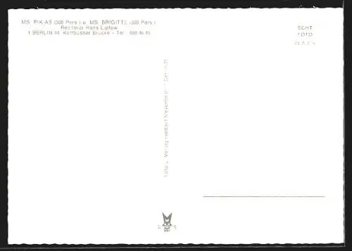 AK Berlin, Gasthaus Anker-Klause, Reederei Hans Liptow an der Kottbusser Brücke, Dampfer MS Pik-As und MS Brigitte