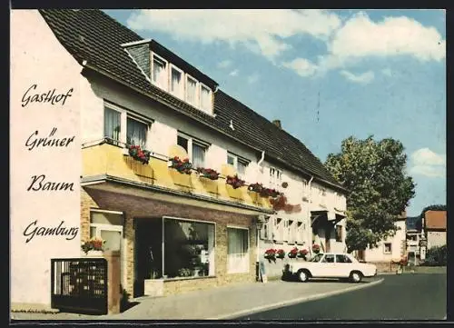 AK Gamburg /Tauber, Gasthof und Pension Grüner Baum mit Auto