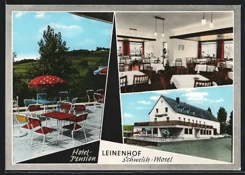 AK Schweich /Mosel, Hotel-Pension Leinenhof, Innenansicht, Terrasse