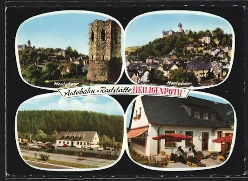 AK Heiligenroth bei Montabaur, Autobahn-Raststätte Heiligenroth, Terrasse, Ruine