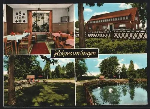 AK Hohenaverbergen, Rosebrock`s Gastwirtschaft, Innenansicht, Teich