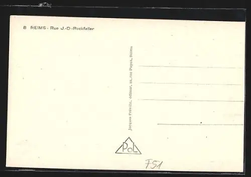 AK Reims, Rue J.-D.-Rockfeller, Strassenpartie
