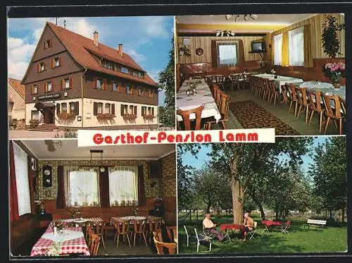 AK Oberreichenbach-Oberkollbach, Gasthaus zum Lamm mit Speisesaal und Garten
