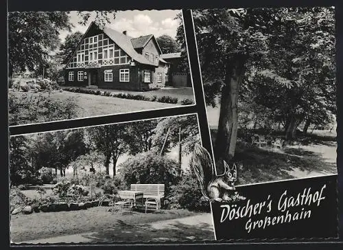 AK Grossenhain / Geestland, Gasthof Döscher, Gebäude- und Parkansichten
