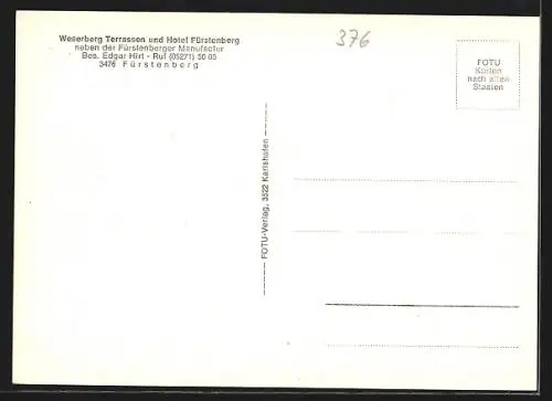 AK Fürstenberg / Weser, Gasthof Weserberg Terrassen & Hotel Fürstenberg