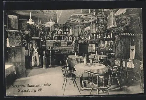 AK Strassburg i. E., Gasthaus Serger`s Bauernschänke, Innenansicht