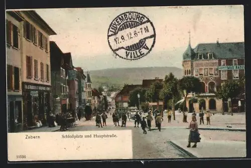 AK Zabern, Schlossplatz und Hauptstrasse