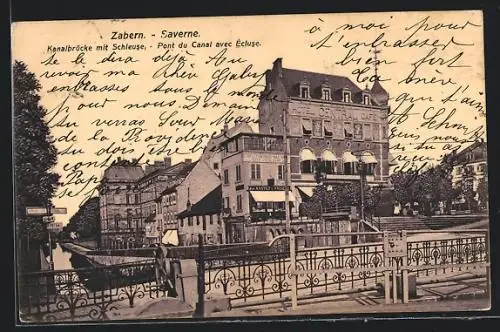 AK Zabern, Kanalbrücke mit Schleuse