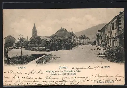 AK Saales /Vosges, Eingang von der Deutschen Seite
