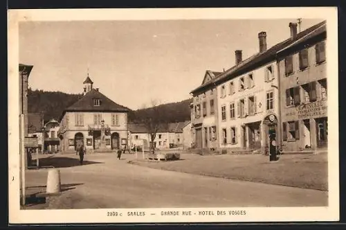 AK Saales, Grande Rue & Hotel des Vosges