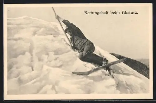 AK Skiläufer im Rettungshalt beim Absturz