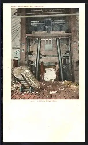 AK Cotton Compress, Arbeiter an der Baumwollpresse, Landwirtschaft