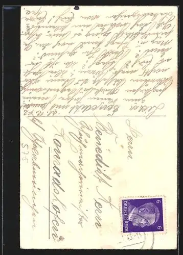 AK Zwei Fliegenpilze mit Kleeblättern, Neujahrsgruss